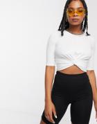 Noisy May Twist Front T-shirt In Black