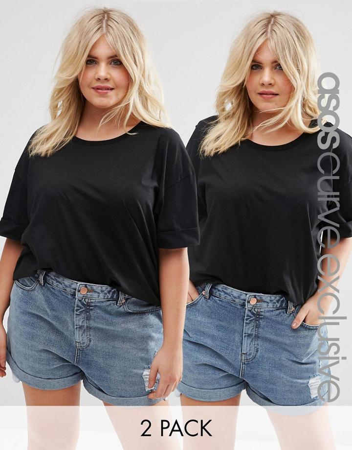 Asos Curve 2 Pack Oversized T-shirt - Black