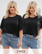 Asos Curve 2 Pack Oversized T-shirt - Black