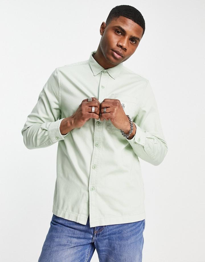 Topman Twill Shirt In Sage-green