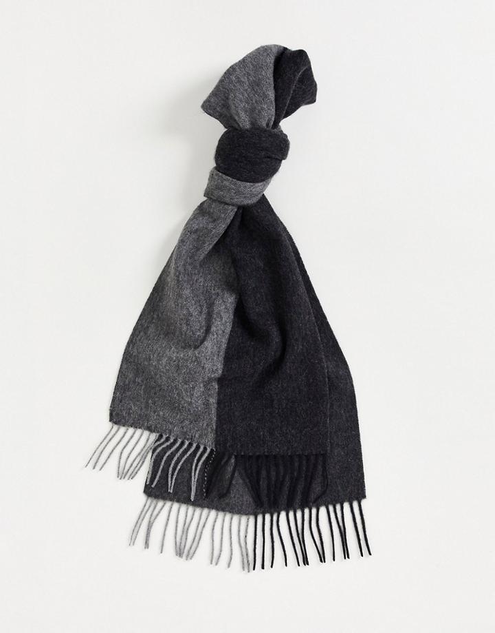 Selected Homme 100% Wool Scarf In Gray & Black-multi
