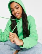 Monki Cotton Oversize Hoodie In Bright Green - Mgreen