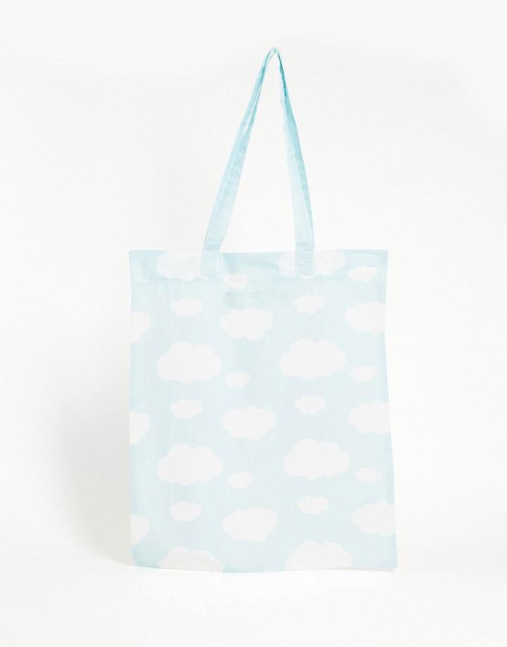 Asos Design Tote Bag With Cloud Print-blues