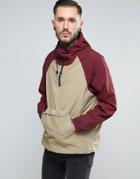 Penfield Pac Jac Overhead Jacket Two Tone Hooded In Burgundy/beige - Red