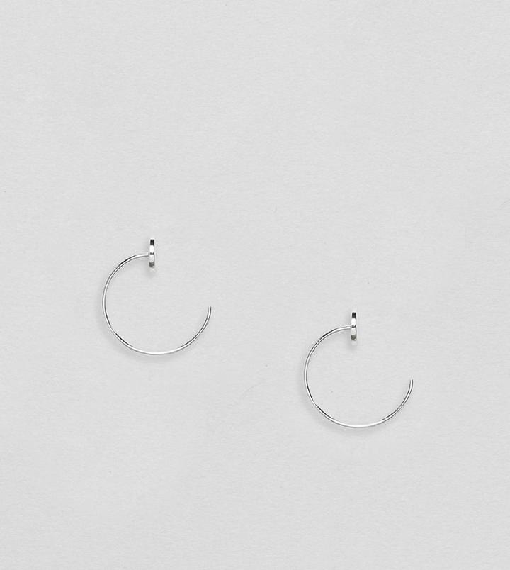 Asos Design Sterling Silver Sleek Circle Pull Through Earrings - Silver
