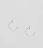 Asos Design Sterling Silver Sleek Circle Pull Through Earrings - Silver