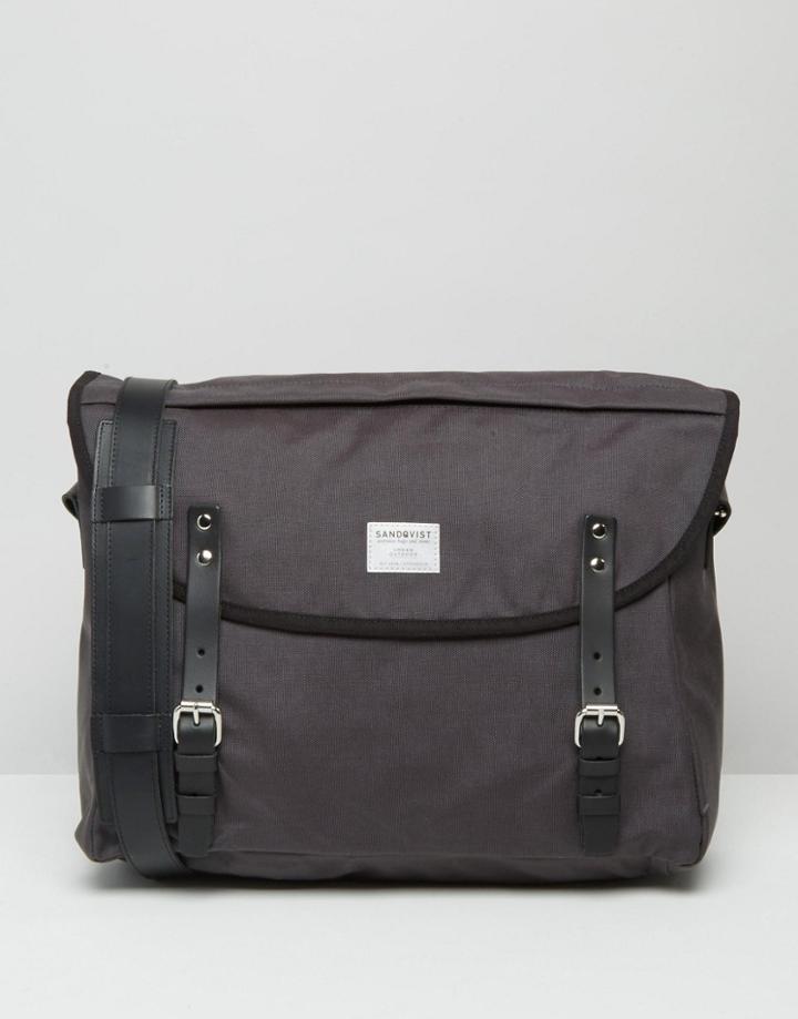 Sandqvist Erik Cordura Messenger Bag In Gray - Gray