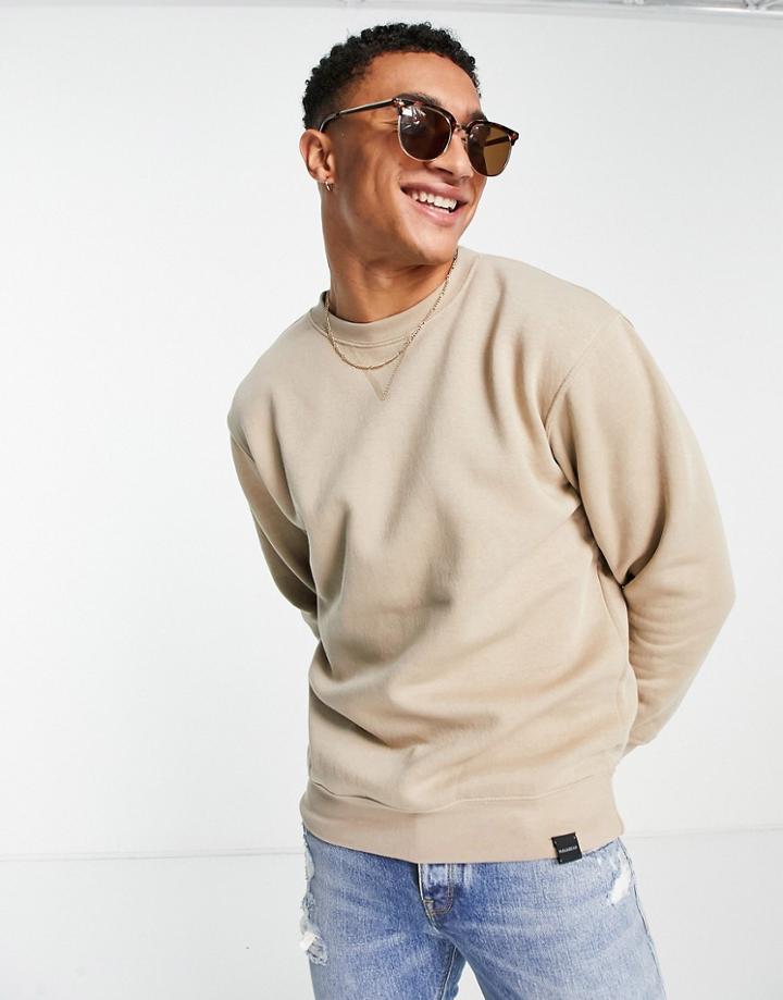 Pull & Bear Crew Neck Sweatshirt In Beige-neutral
