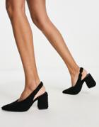 Asos Design Serina Slingback Block Heeled Shoes In Black
