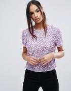Asos T-shirt With Scattered Embellishment - Purple