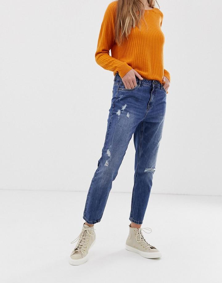 Only Tonni Raw Hem Boyfriend Jeans - Blue