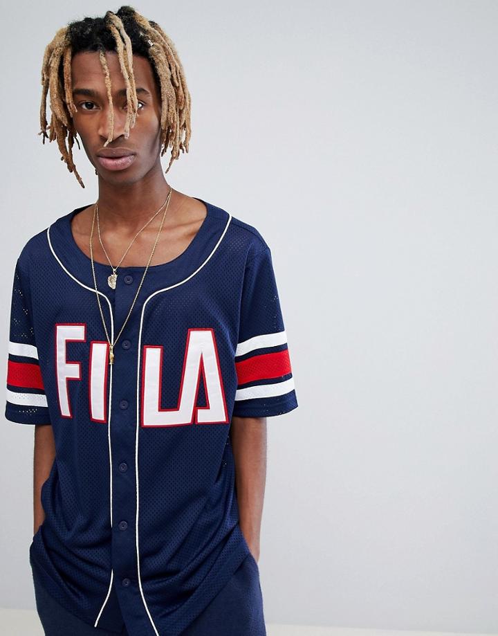 Fila Black Line Baseball Mesh T-shirt In Navy - Navy