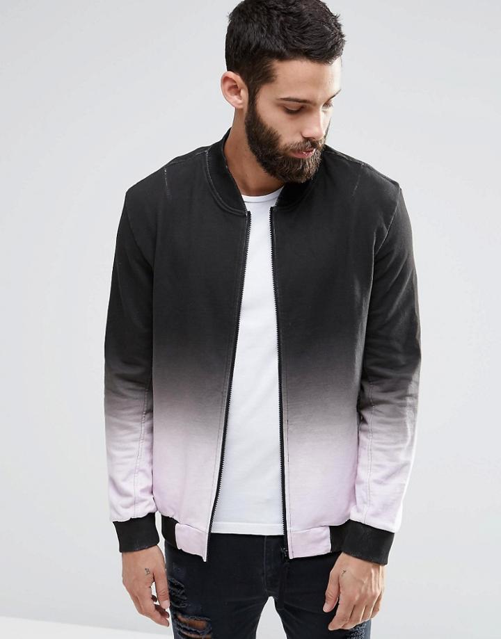 Religion Dip Dye Sweat Bomber Jacket - Pink