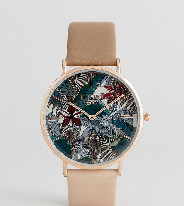 Reclaimed Vintage Inspired Hawaiian Two Tone Leather Watch In Brown Exclusive To Asos - Brown