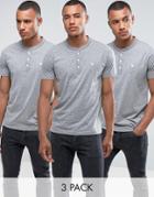 Abercrombie & Fitch 3 Pack Henley Muscle Slim Fit T-shirt In Gray - Gray
