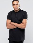 D-struct Jacquard Semi Plain Polo Shirt - Black