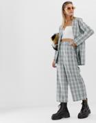Reclaimed Vintage Inspired Cropped Pants In Check Print With Turn Up - Multi