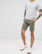 Solid Slim Fit Chino Short In Khaki - Green
