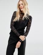 Y.a.s Combined Lace Top - Black
