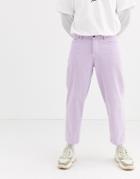 Asos White Tapered Cord Pants In Lilac
