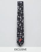 Reclaimed Vintage Inspired Tie With Rolling Stones Logo - Black
