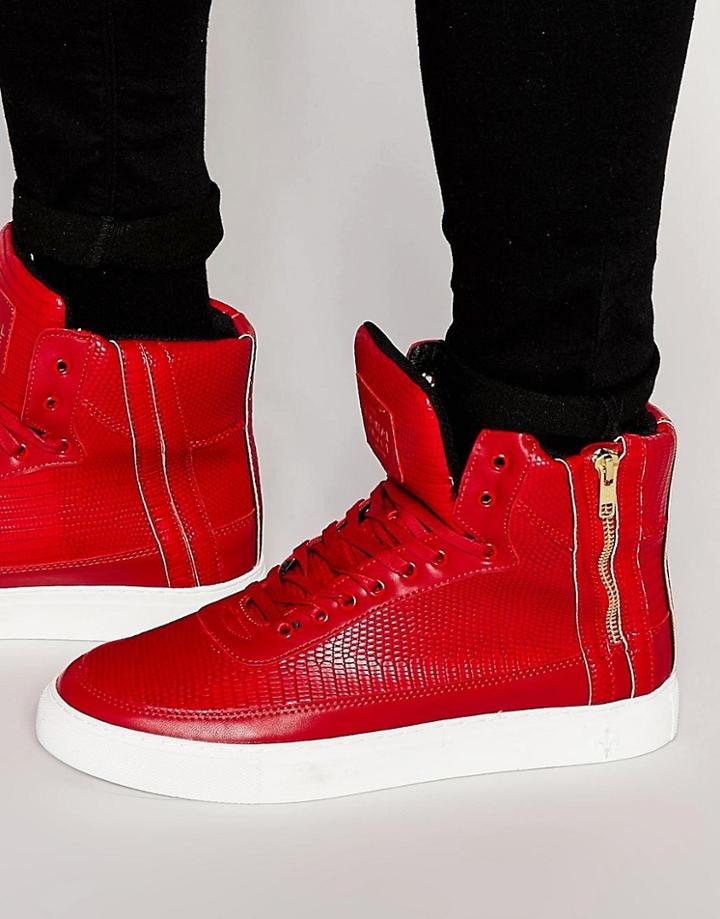Criminal Damage Catana High Top Trainers - Red
