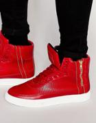 Criminal Damage Catana High Top Trainers - Red