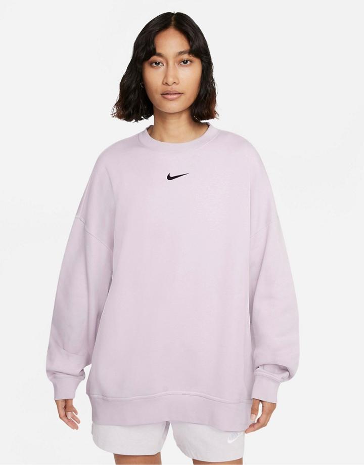 Nike Trend Fleece Oversized Crew Neck Sweatshirt In Lilac-purple
