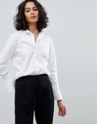 Boss Casual Shirt With Ruffle Cuff - White