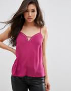 Asos Cut Out Plunge Neck Cami Top - Magenta