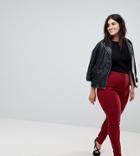 Asos Curve High Waist Pants In Skinny Fit - Red