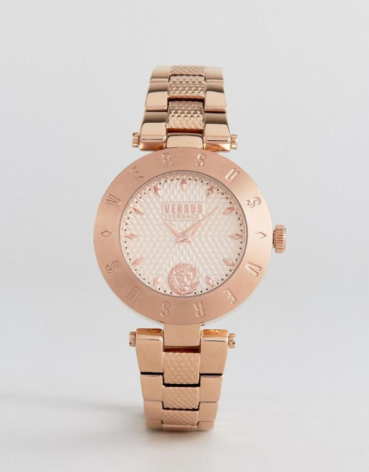 Versus Versace S7713 Logo Bracelet Watch In Rose Gold - Gold