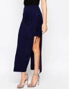 Love Lace Up Maxi Skirt - Navy