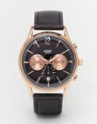 Henry London Richmond Chronograph Watch With Leather Strap - Black