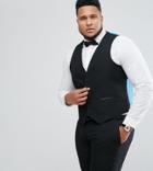 Harry Brown Plus Plain Black Slim Fit Tuxedo Vest - Black