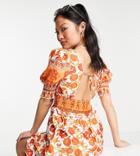 Parisian Petite Tie Neck Puff Sleeve Mini Dress In Floral Print-white