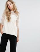 Vila Lace Sleeve Shell Top - White