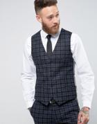 Noose & Monkey 100% Wool Overcheck Vest In Skinny Fit - Gray