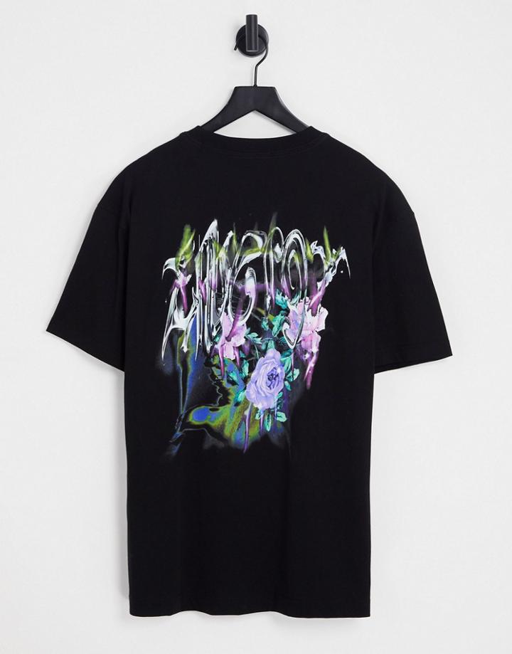 Weekday Oversized Graphic Back Printed T-shirt-black