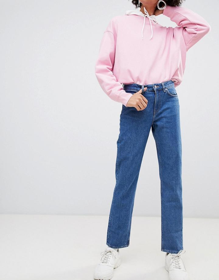 Weekday Mid Rise Slim Straight Jean In Organic Cotton - Blue