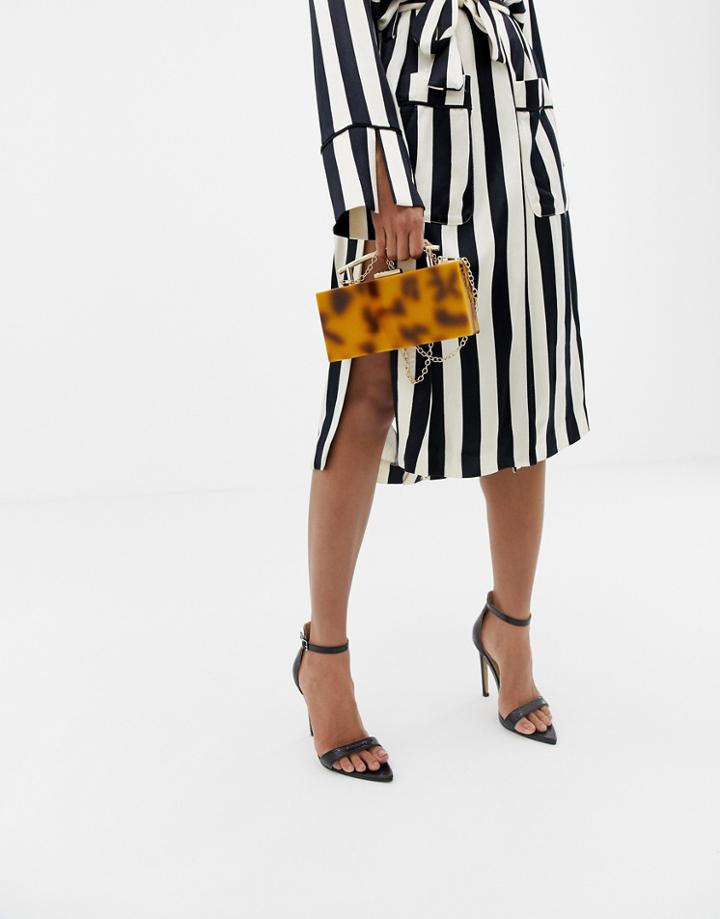 Public Desire Ace Black Snake Barely There Heeled Sandals