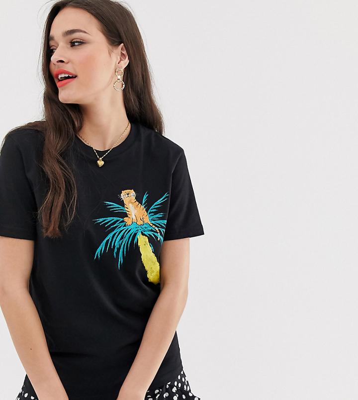 We Are Hairy People Organic Cotton T-shirt With Hand Painted Tiger-black