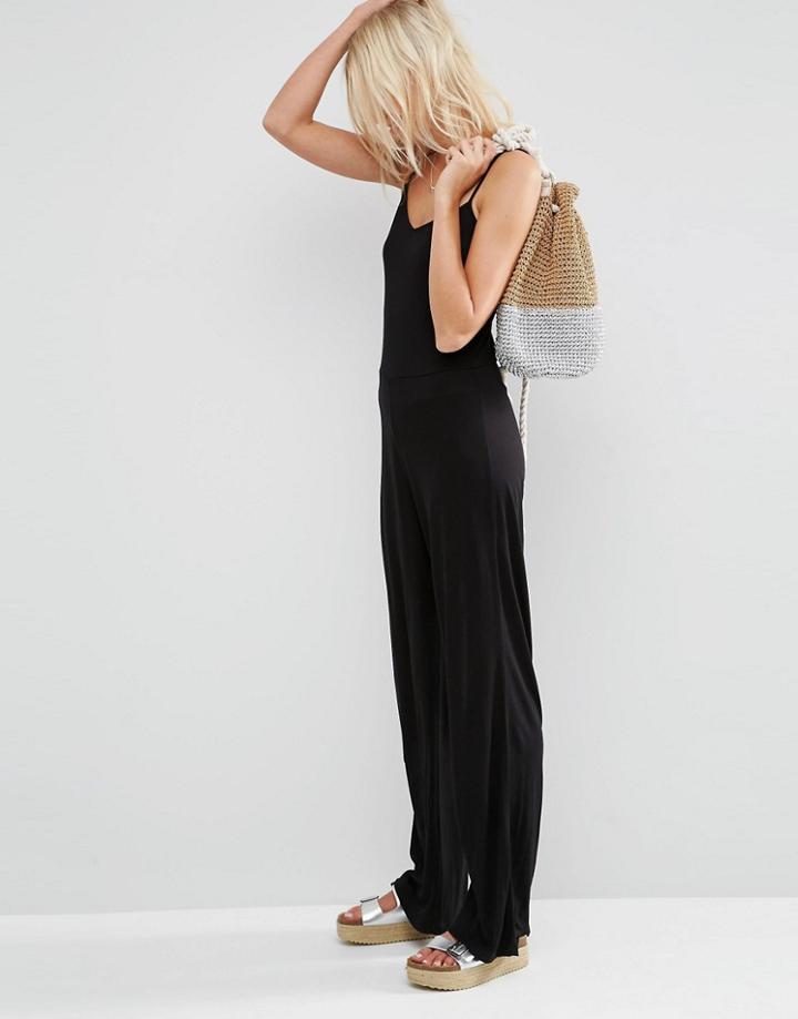 Asos Cami Jumpsuit With Wide Leg - Black