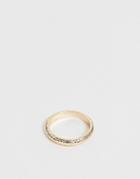 Asos Design Minimal Ring With Fine Texture In Gold Tone - Gold