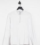 Noisy May Curve Long Sleeve T-shirt With Half Zip In White