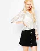 Japonica Cropped Lace Top - Cream
