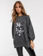 Religion Virtuous Oversized Sweatshirt In Wreath Print-gray