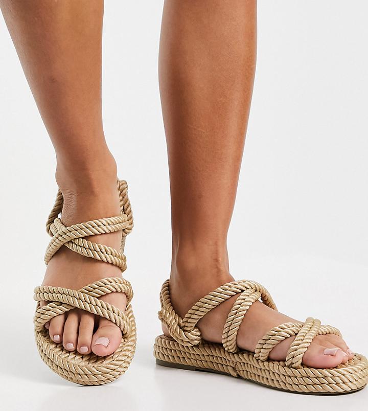 Raid Wide Fit Rosa Rope Sandals In Natural-neutral