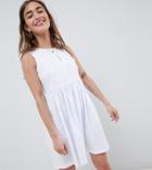 Asos Design Petite Sleeveless Button Smock Dress - White