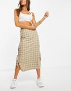 Lola May Tie Side Midi Skirt In Check-yellow